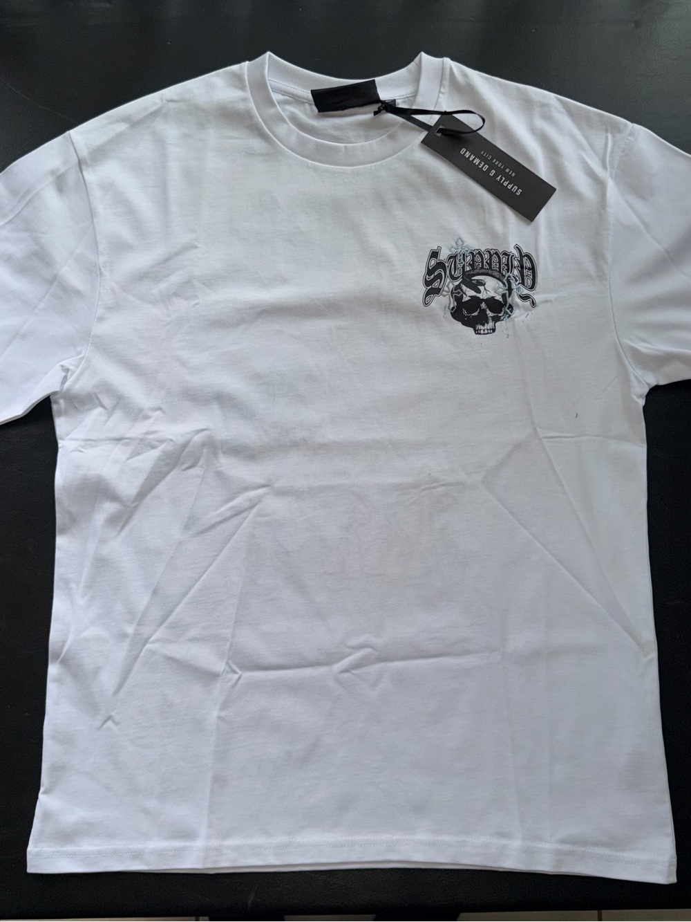 Men's Supply & Demand White Graphic Skull Logo T-Shirt NWT